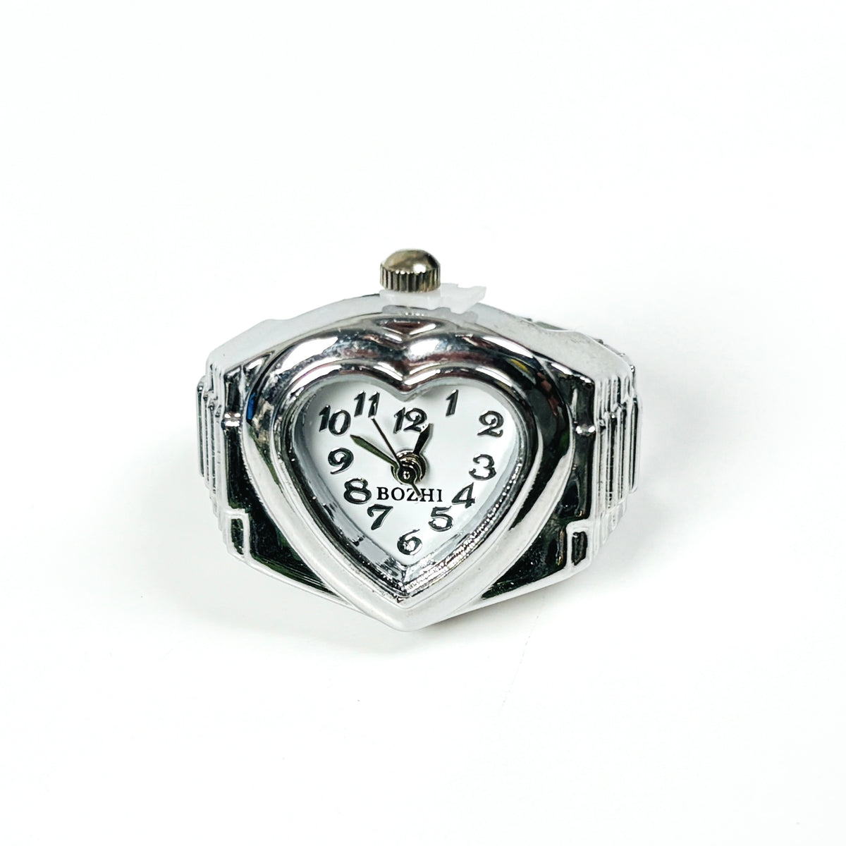 Vintage Heart Watch Ring Silver