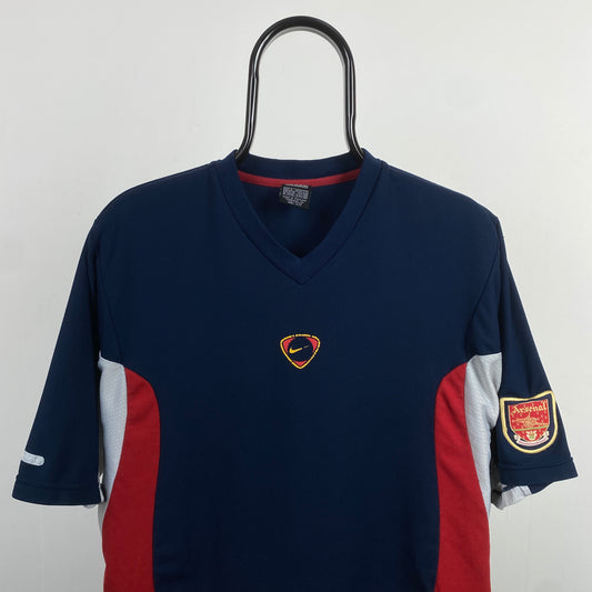 90s Nike Arsenal Football Shirt T-Shirt Blue Small