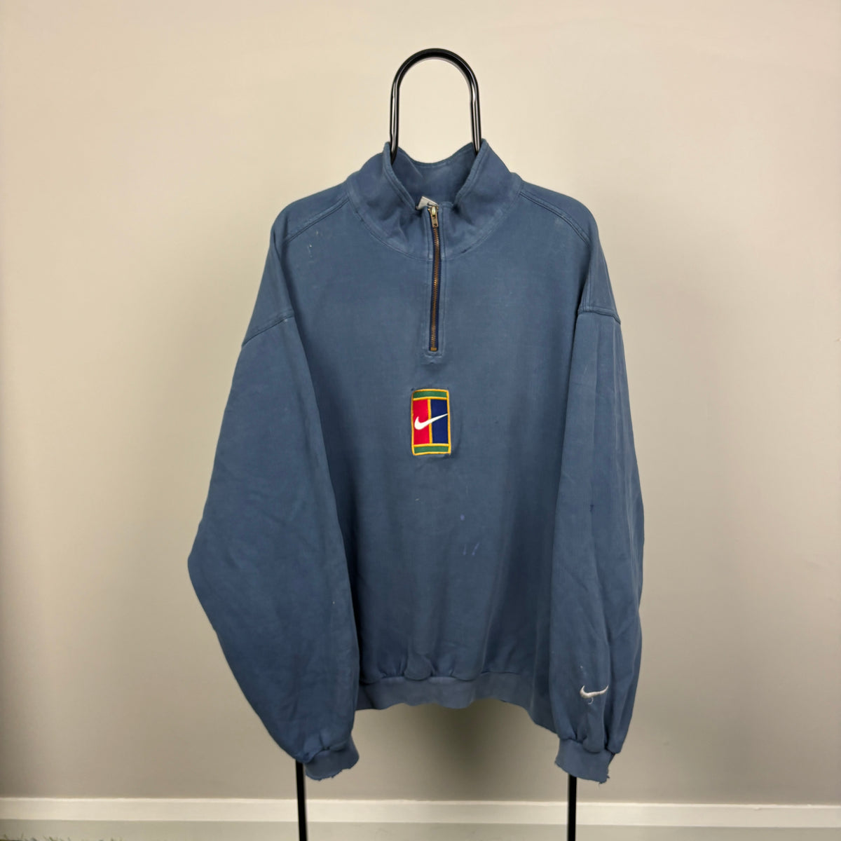 90s Nike Challenge Court 1/4 Zip Sweatshirt Blue XL