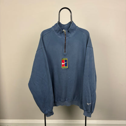 90s Nike Challenge Court 1/4 Zip Sweatshirt Blue XL