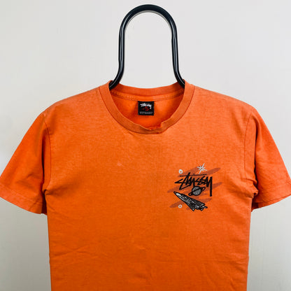 Retro 00s Stussy T-Shirt Orange Small