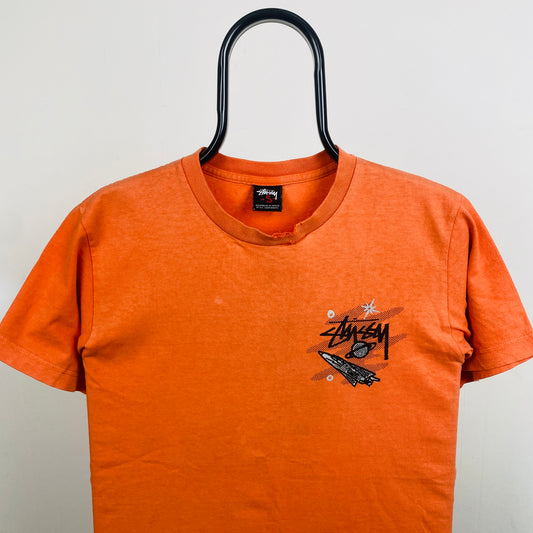 Retro 00s Stussy T-Shirt Orange Small