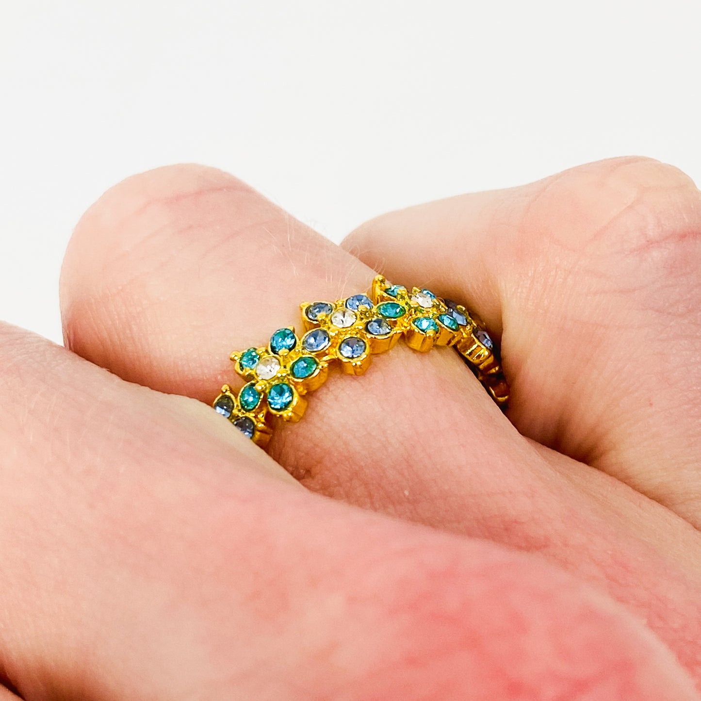 Vintage Gemstone Flower Ring Gold
