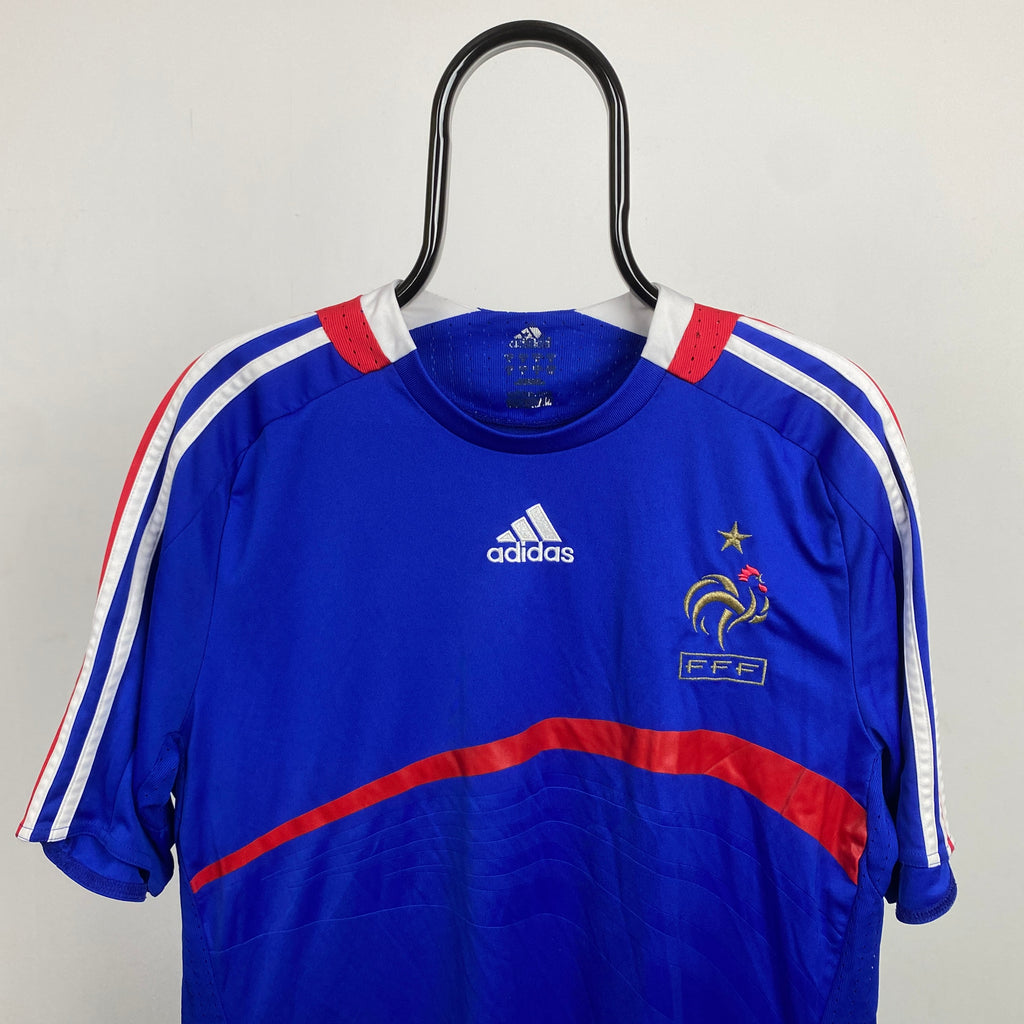 00s Adidas France Football Shirt T-Shirt Blue Large