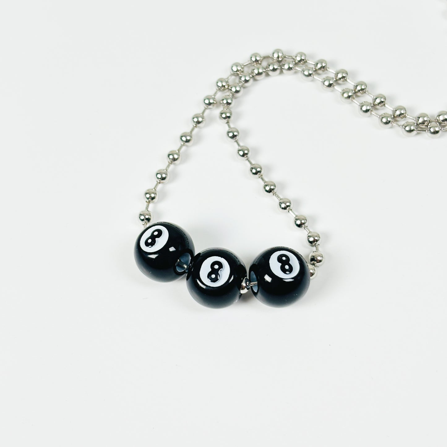 Vintage 8 Ball Necklace Chain Silver