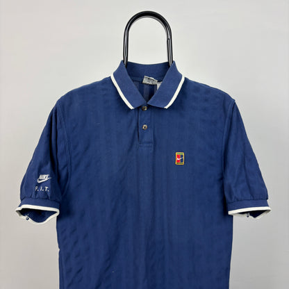 90s Nike Challenge Court Polo Shirt T-Shirt Blue Small