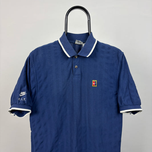 90s Nike Challenge Court Polo Shirt T-Shirt Blue Small