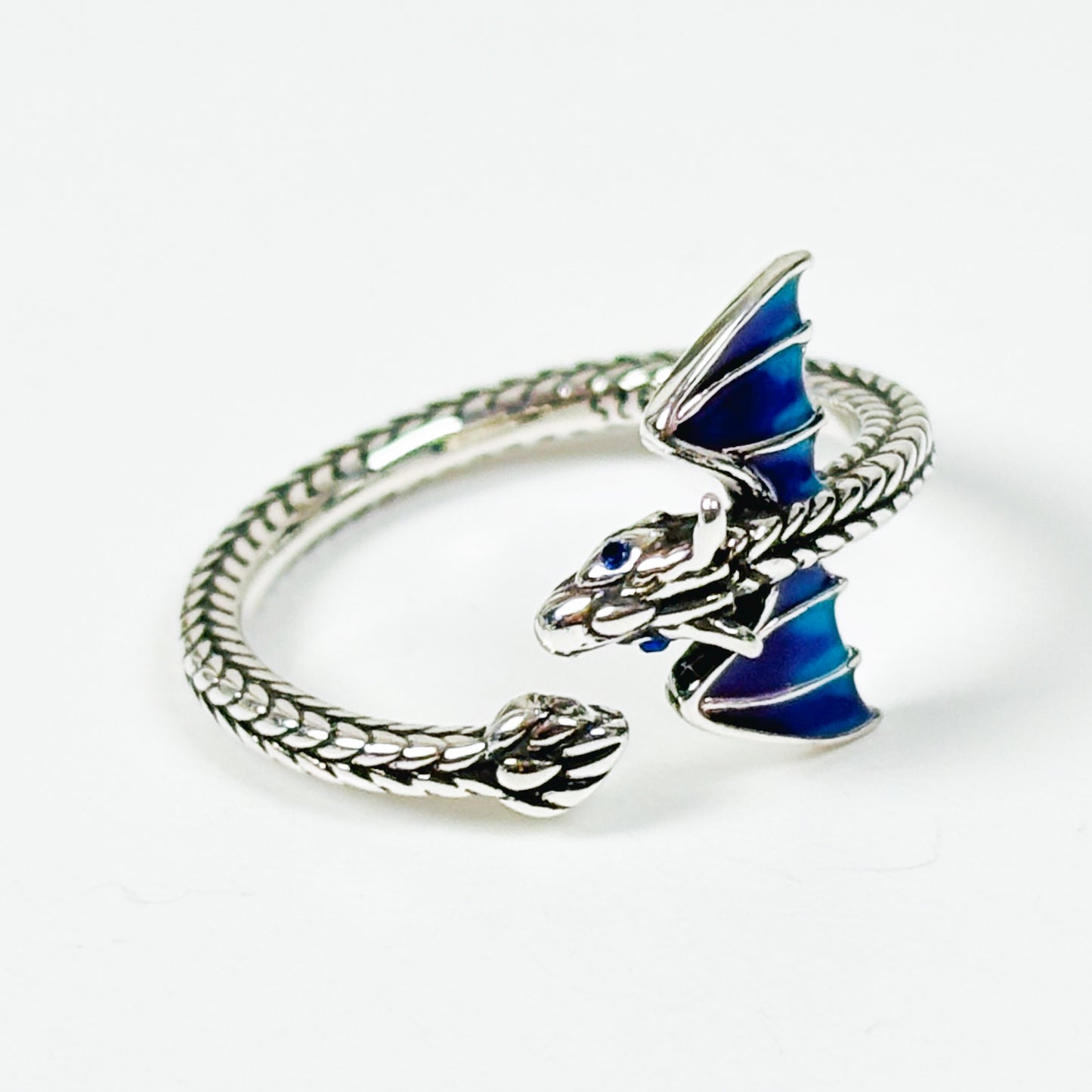 Dragon Wrap Ring Silver Adjustable