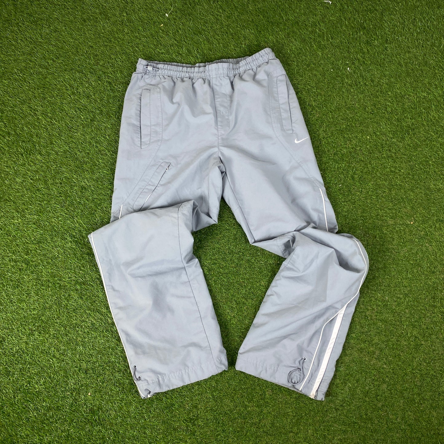 00s Nike Piping Windbreaker Jacket + Joggers Set White Medium