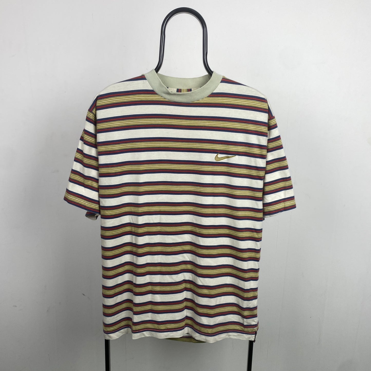 90s Nike Striped T-Shirt Brown Medium