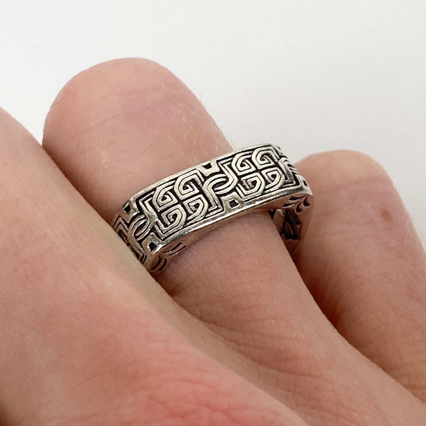 Retro Vintage Celtic Square Ring Silver