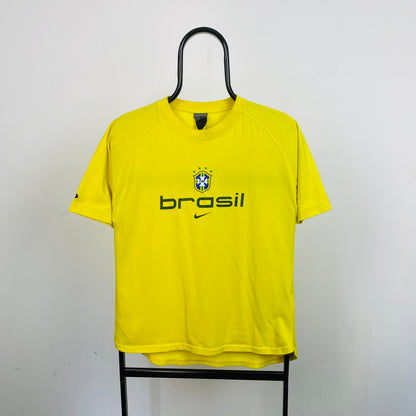 00s Nike Brazil Football Shirt T-Shirt Yellow Small