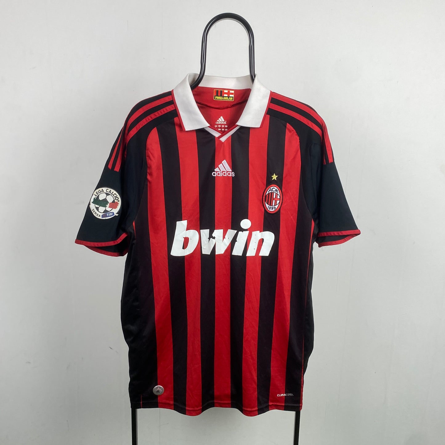 00s Adidas AC Milan Nomura Football T-Shirt Red Large