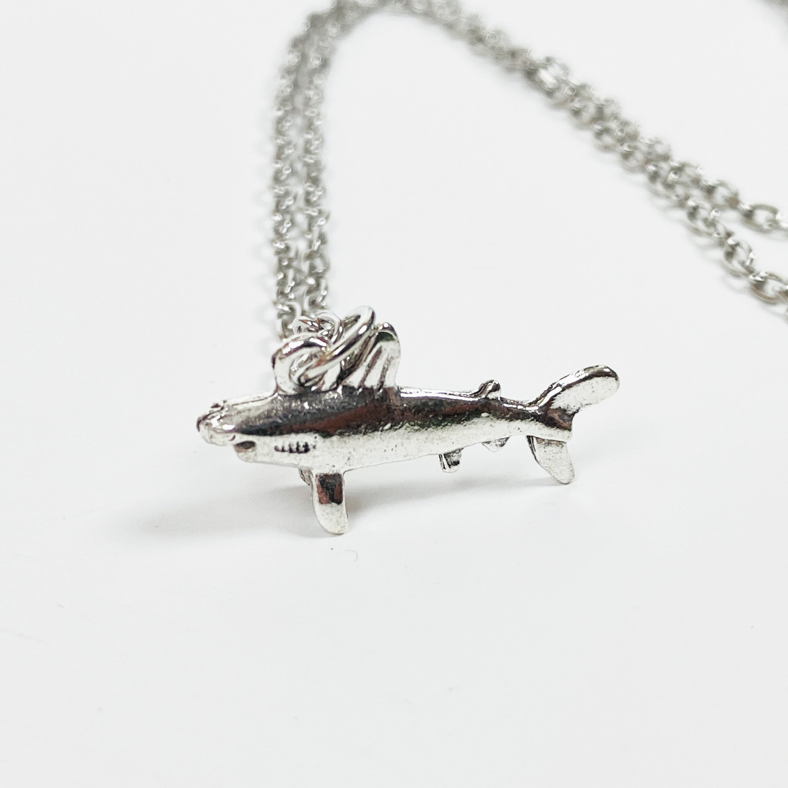 Retro Shark Necklace Chain Silver
