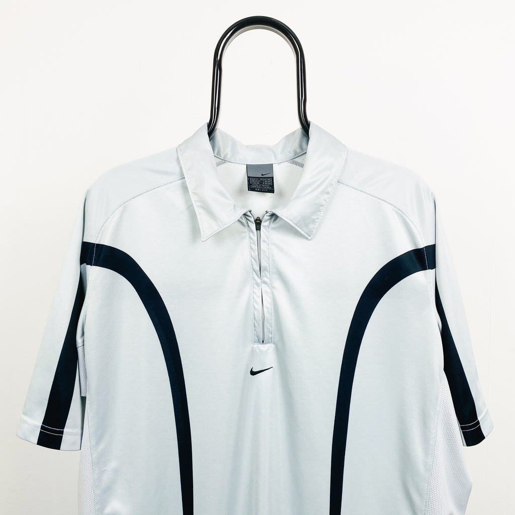90s Nike Dri-Fit 1/4 Zip T-Shirt Grey XL
