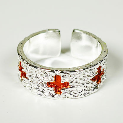 Adjustable Ornate Templar Ring Silver