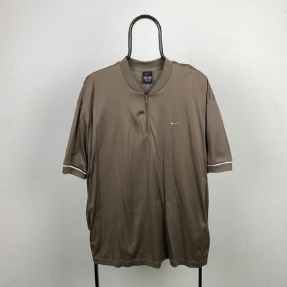 00s Nike Zip Gym T-Shirt Brown XL