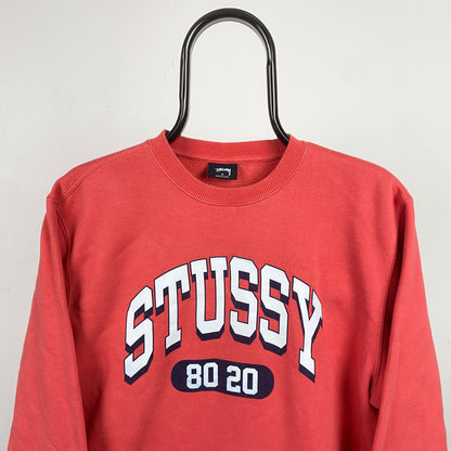 Retro 00s Stussy Sweatshirt Red Small