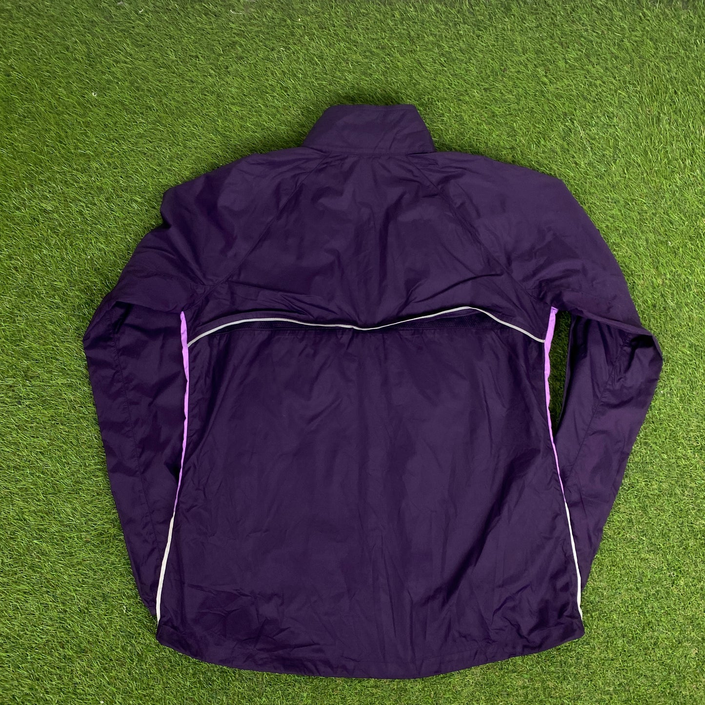 00s Nike Reflective Piping Tracksuit Jacket + Joggers Set Purple Large