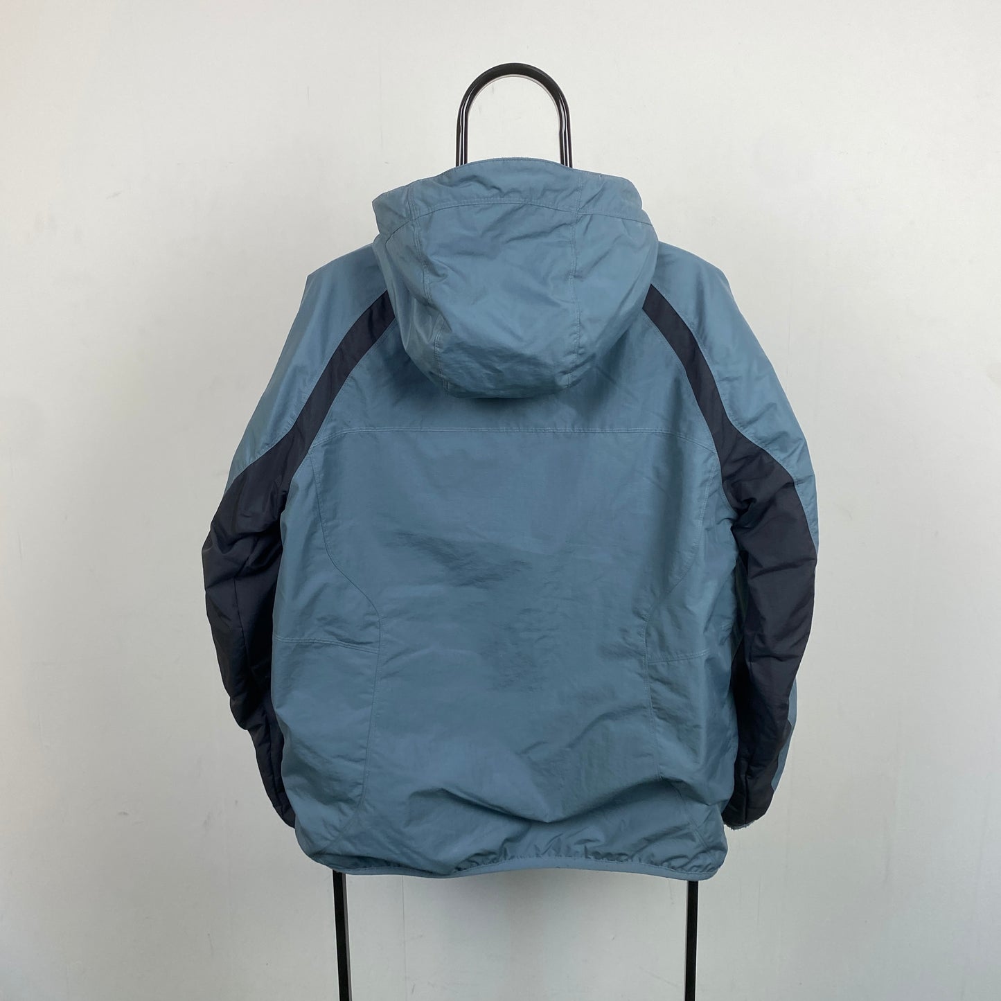 90s Nike Reversible Fleece Coat Jacket Blue Small