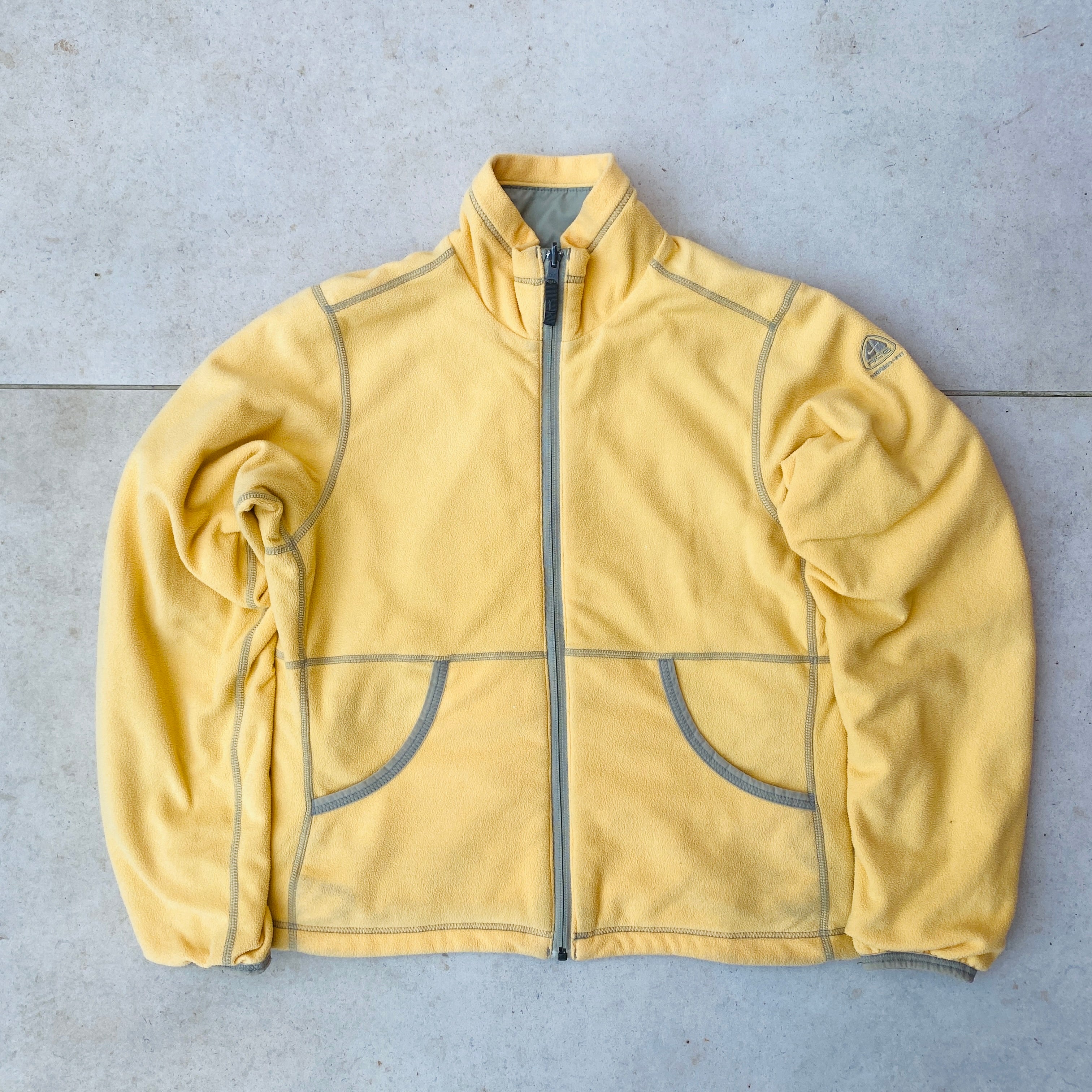 90s Nike ACG Reversible Fleece Puffer Jacket Yellow Medium