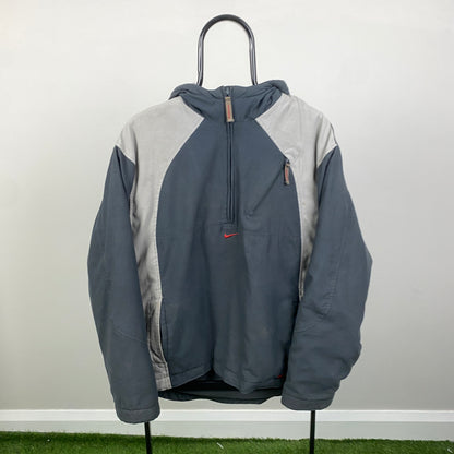 00s Nike Fleece Lined Coat Jacket Grey Small