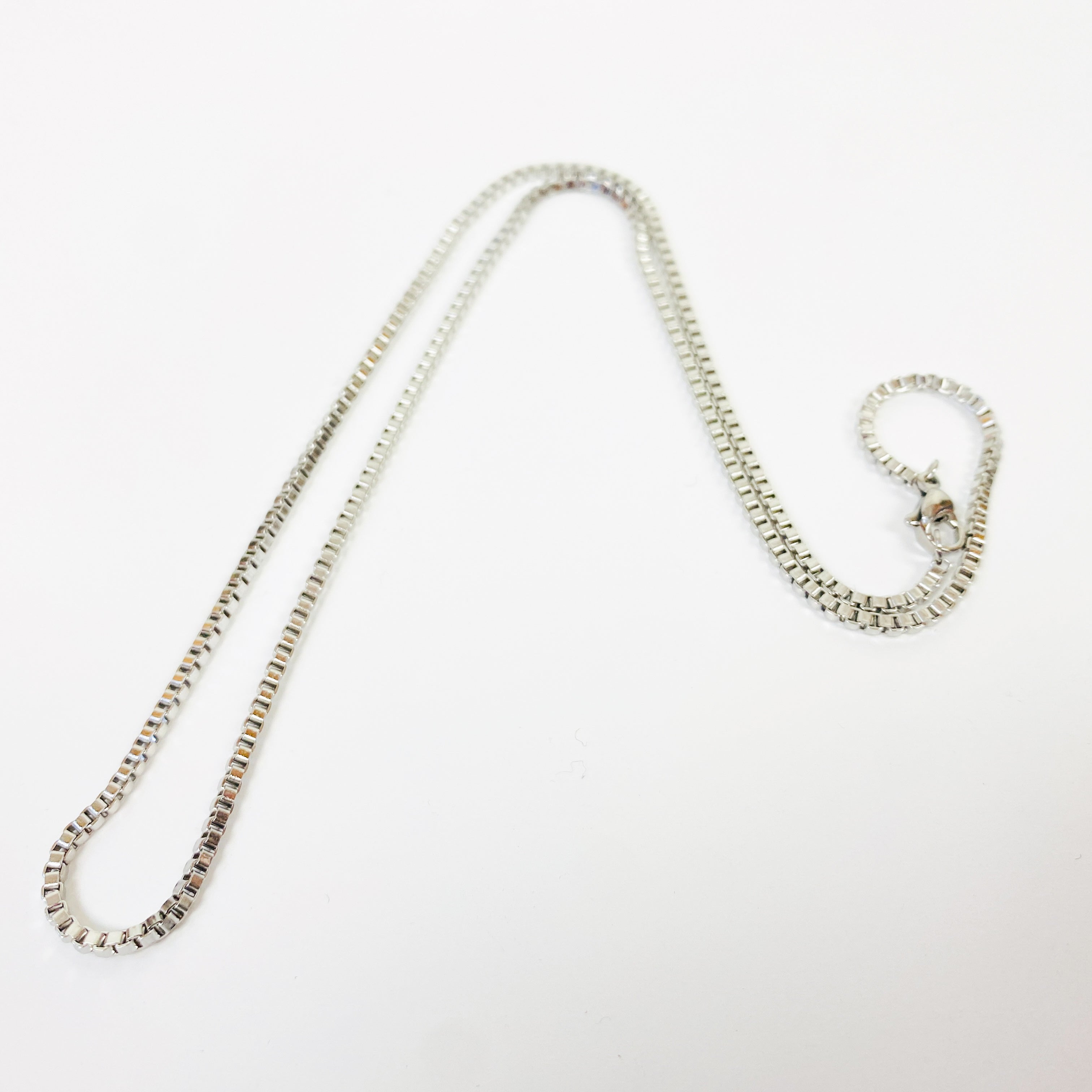 Retro Box Link Necklace Chain Silver