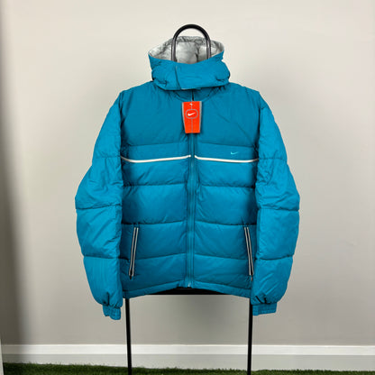 00s Nike Heavyweight Down Puffer Coat Jacket Blue Small