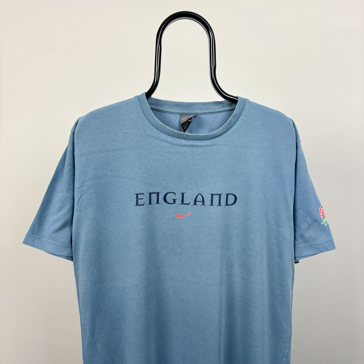 00s Nike England Rugby T-Shirt Blue Large