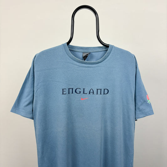 00s Nike England Rugby T-Shirt Blue Large