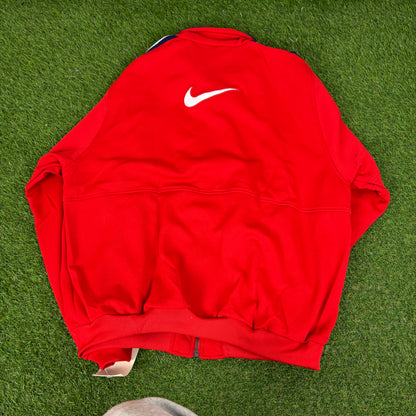 90s Nike Nylon Tracksuit Jacket + Joggers Set Red Large