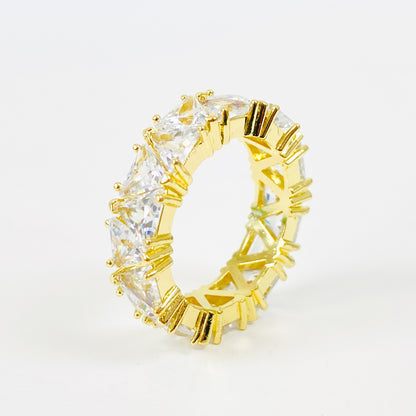 Vintage Cut Gemstone Band Ring Gold