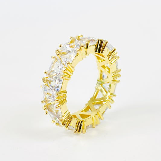 Vintage Cut Gemstone Band Ring Gold