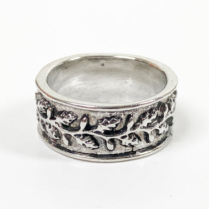 Retro Vintage Antique Leaf Ring Silver