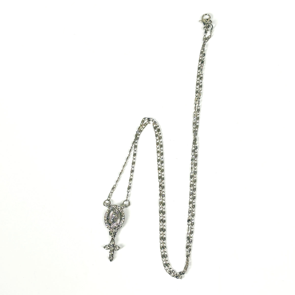 Dainty Jesus Charm Necklace Silver