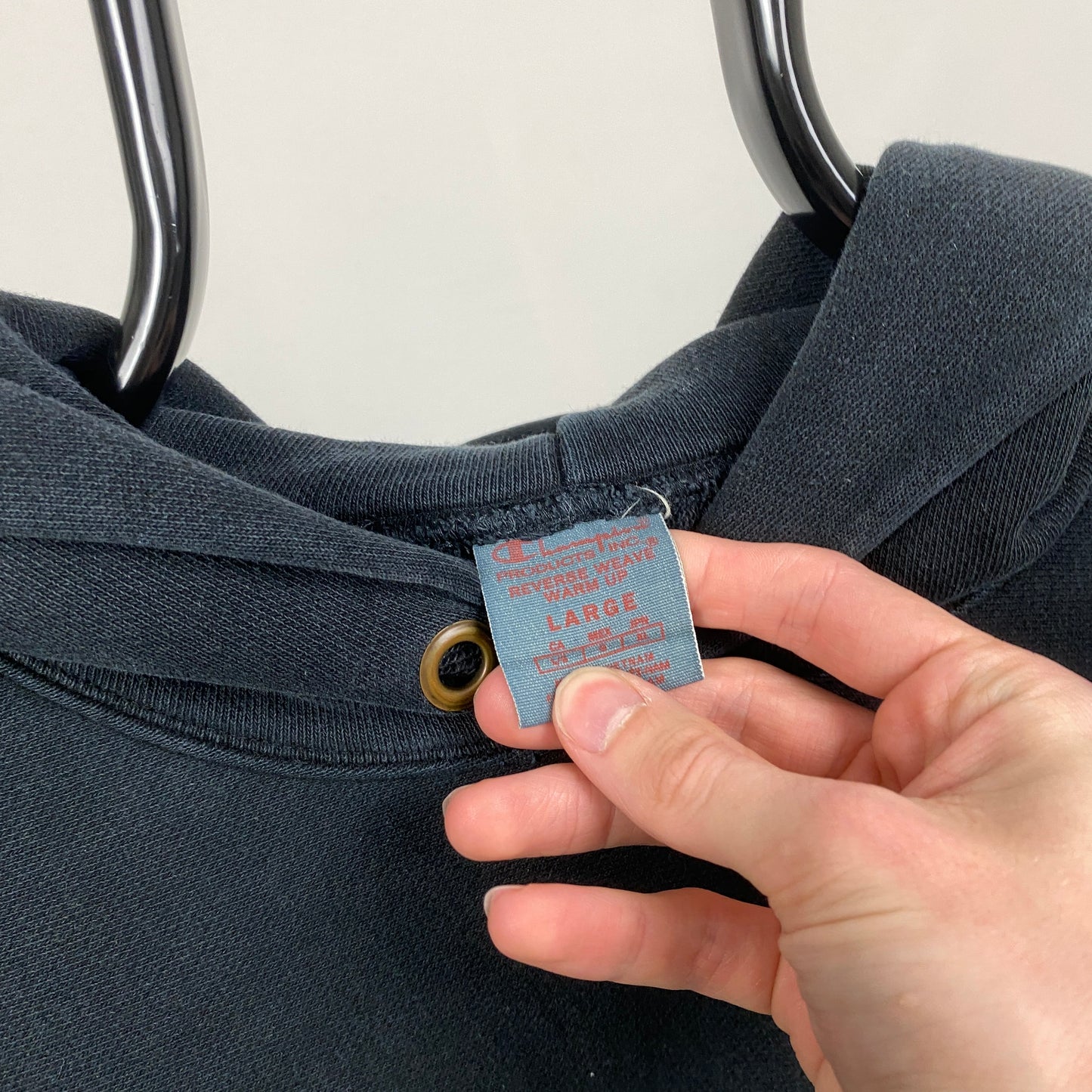 Retro Champion Reverse Weave Hoodie Black Large