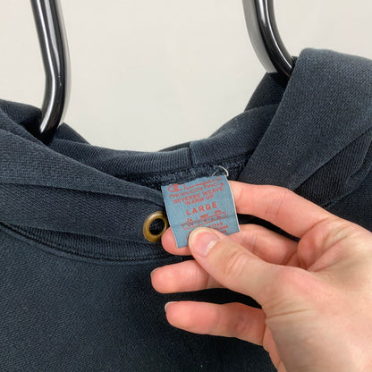 Retro Champion Reverse Weave Hoodie Black Large