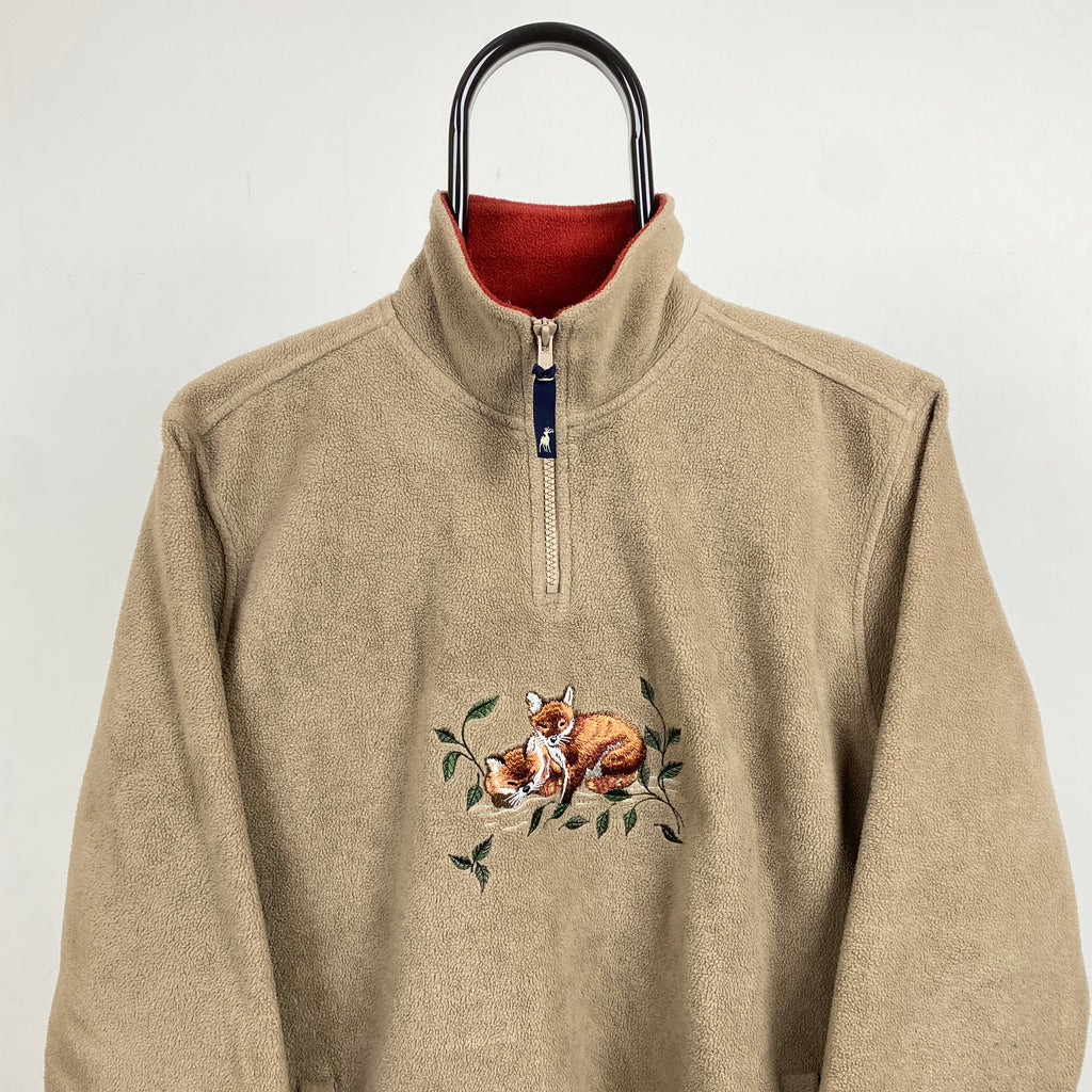 Retro Tulchan Fox 1/4 Zip Sweatshirt Brown Medium