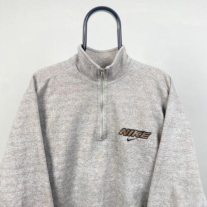 90s Nike 1/4 Zip Sweatshirt Brown Small