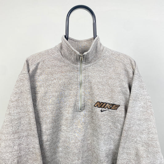 90s Nike 1/4 Zip Sweatshirt Brown Small