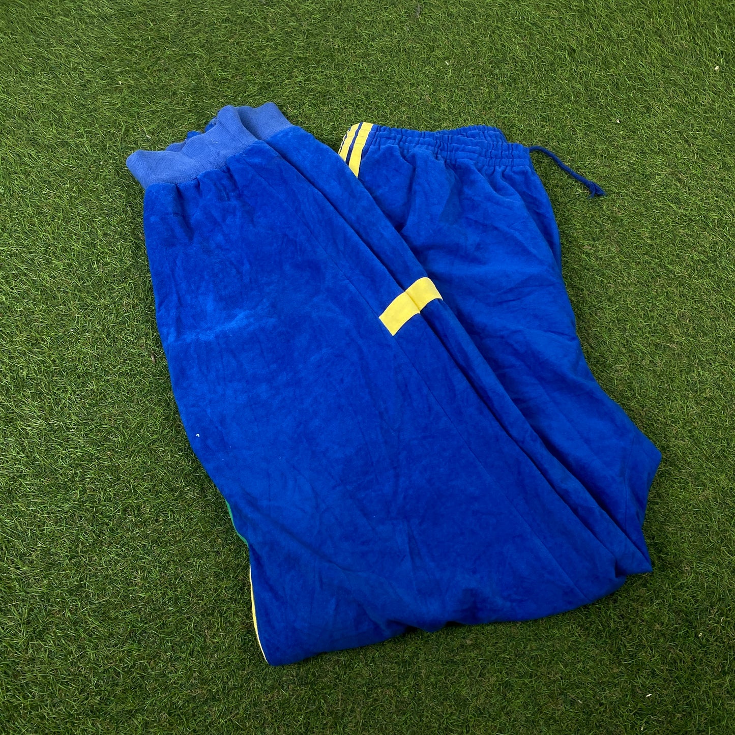 90s Adidas Ventex Velour Joggers Blue Medium