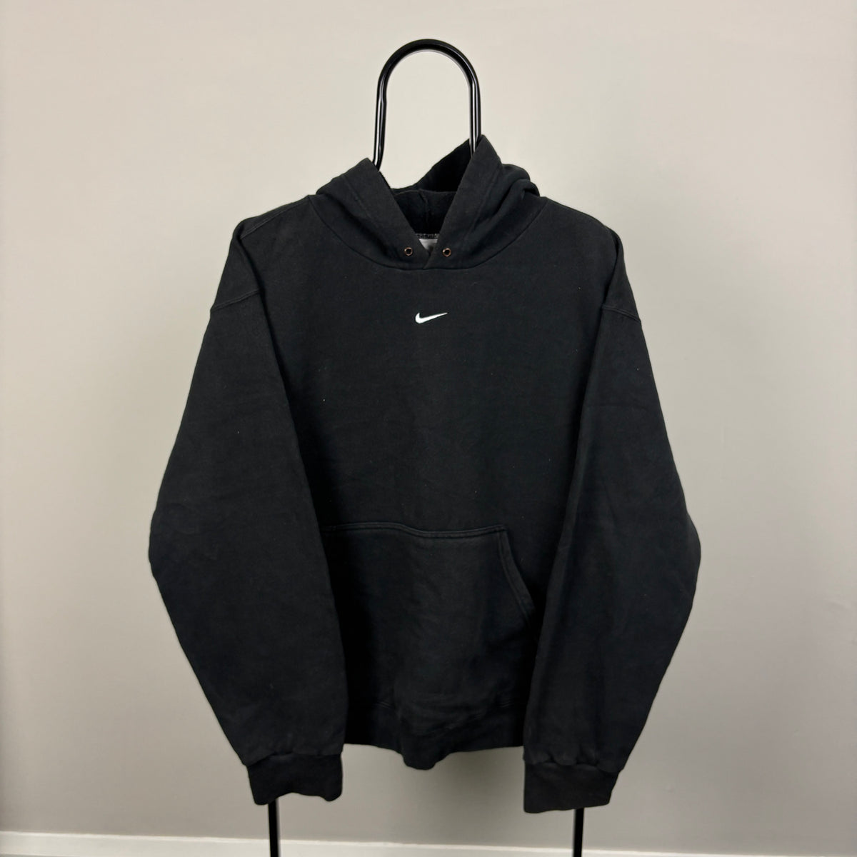 00s Nike Centre Swoosh Hoodie Black Large