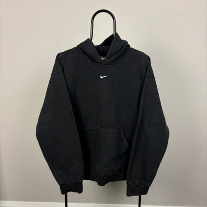 00s Nike Centre Swoosh Hoodie Black Large