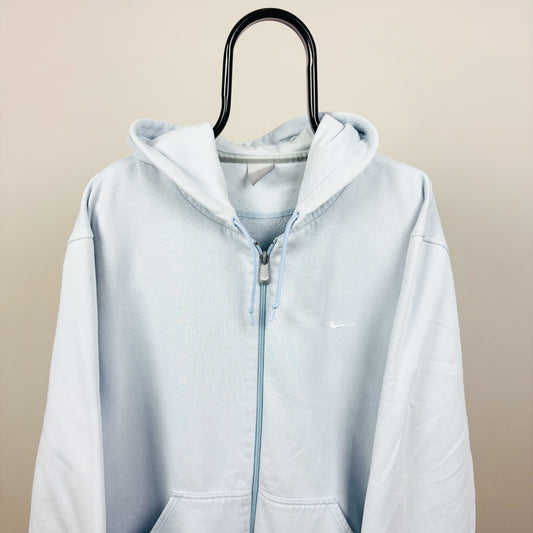90s Nike Zip Hoodie Baby Blue XL