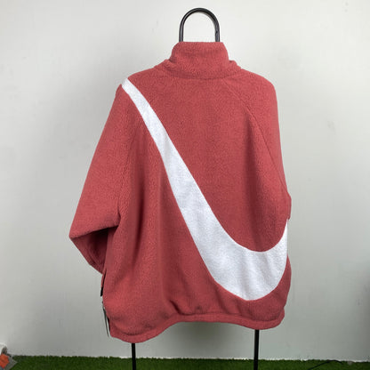 00s Nike Reversible Fleece Coat Jacket Pink Small