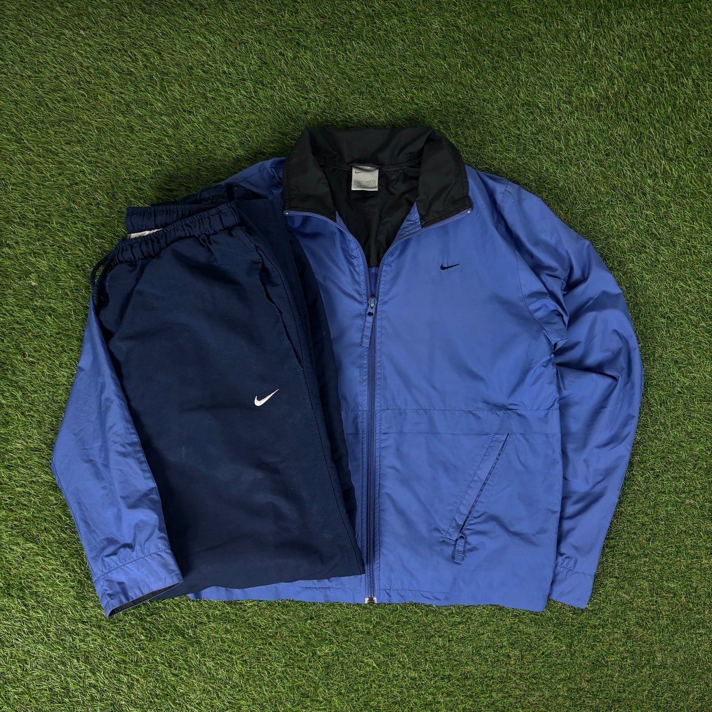 00s Nike Windbreaker Jacket + Joggers Set Blue Small