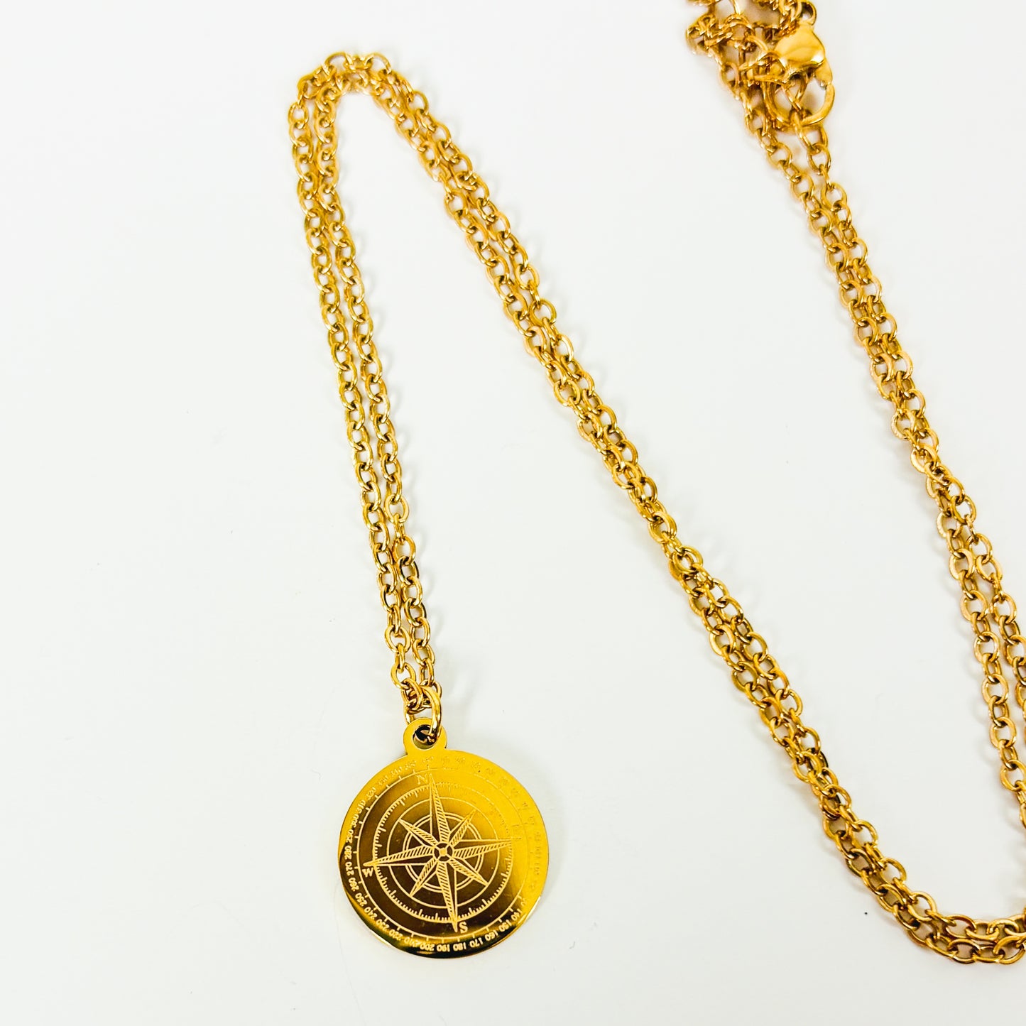 Vintage Compass Necklace Gold