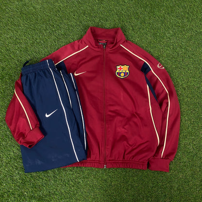 90s Nike Barcelona Windbreaker Jacket + Joggers Tracksuit Set Red XS
