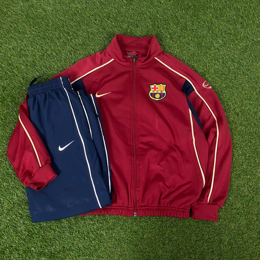 90s Nike Barcelona Windbreaker Jacket + Joggers Tracksuit Set Red XS