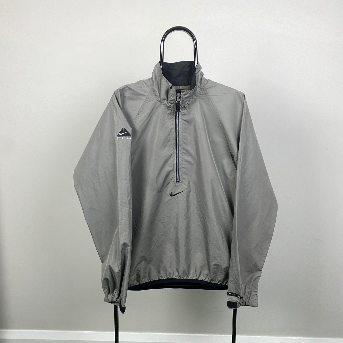 90s Nike ACG Packable Windbreaker Jacket Grey Medium